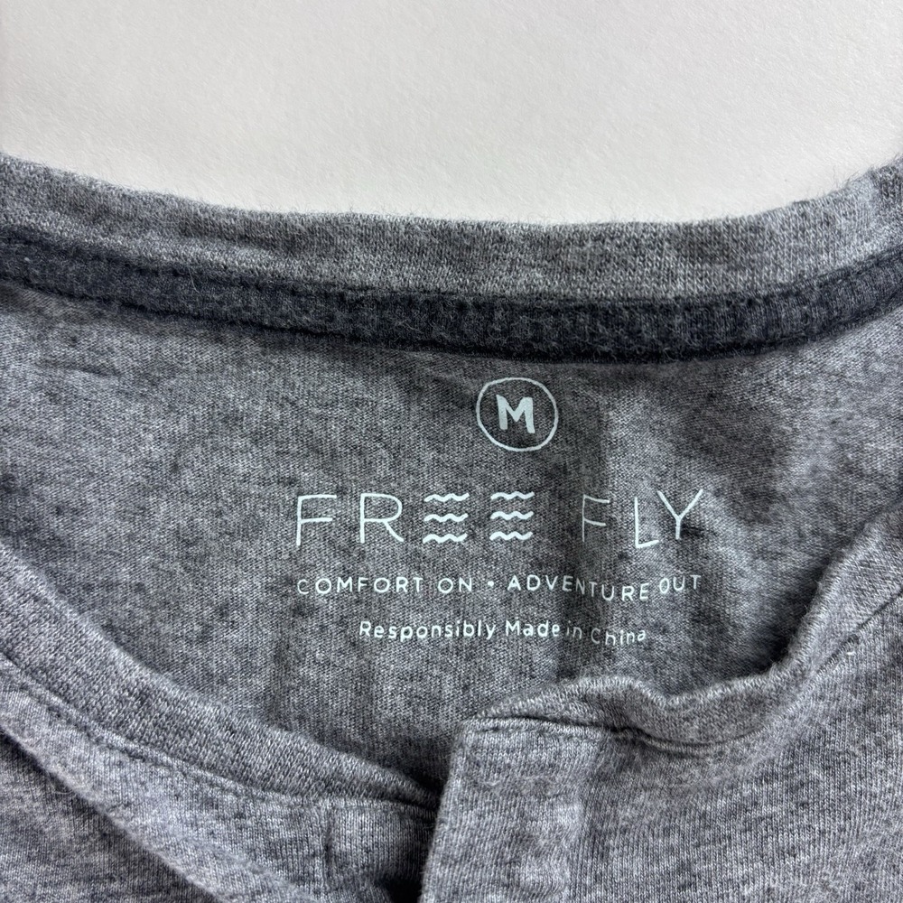 Free Fly Mens Medium Heather Grey Bamboo Blend Henley T-Shirt Size - Picture 7 of 9